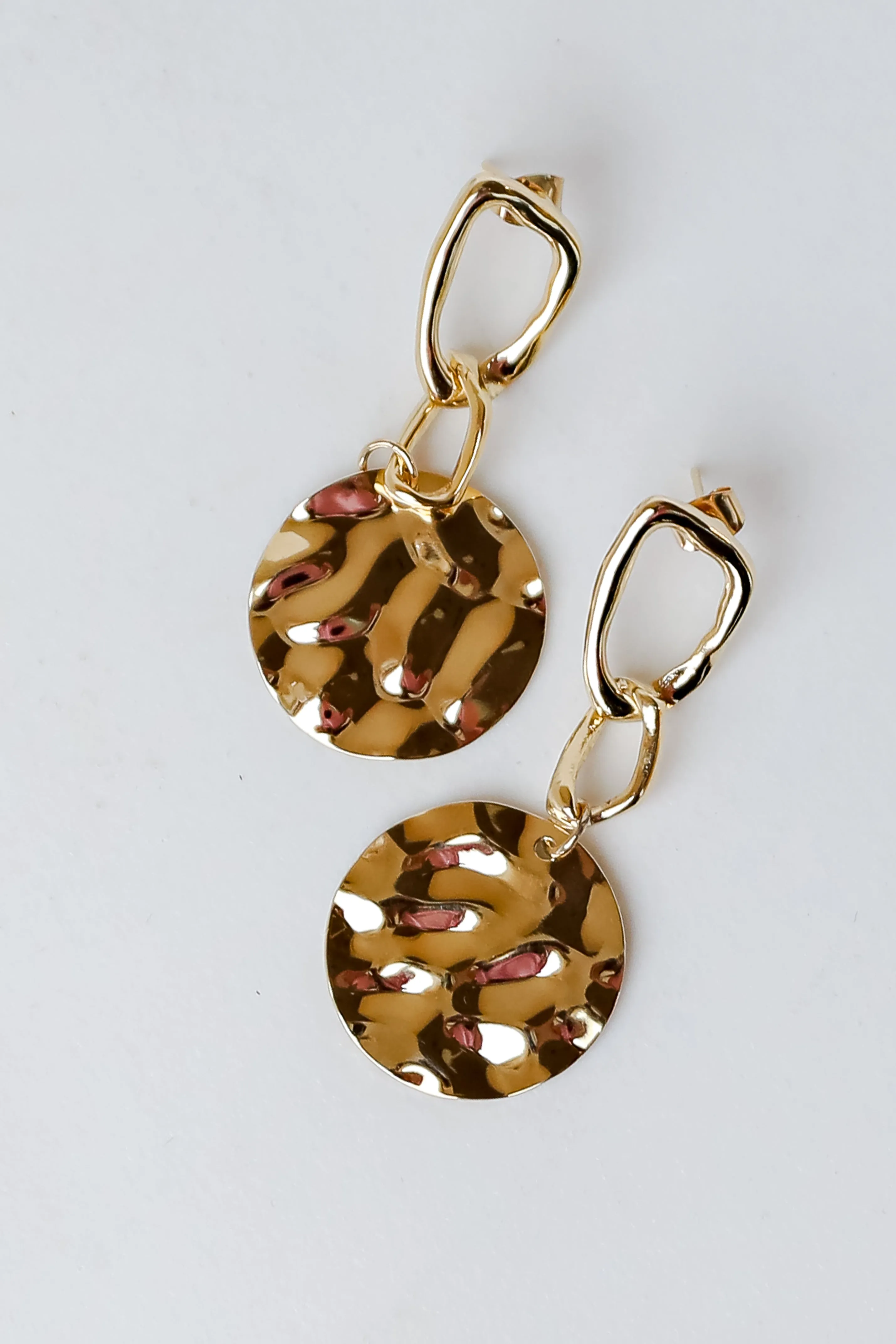 Annie Gold Hammered Drop Earrings