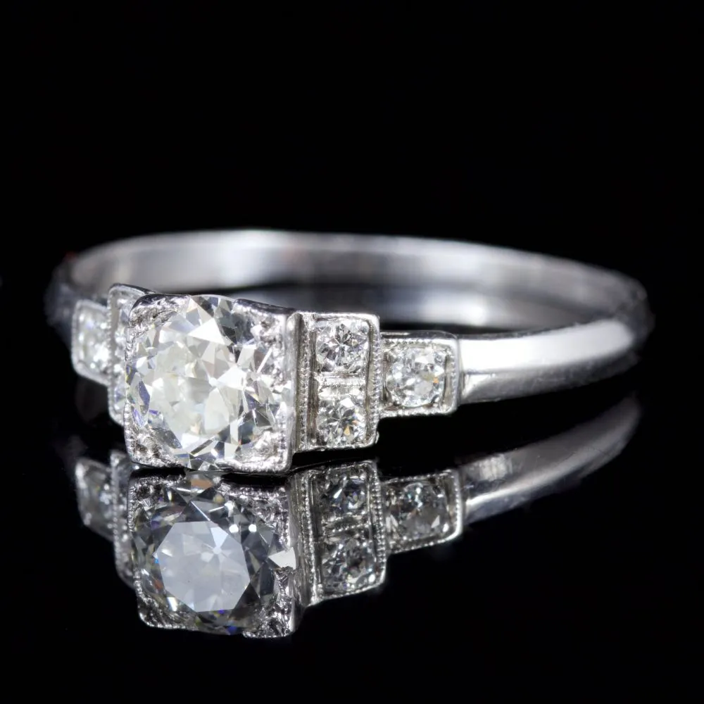 Antique Art Deco Diamond Platinum Engagament Ring Circa 1920