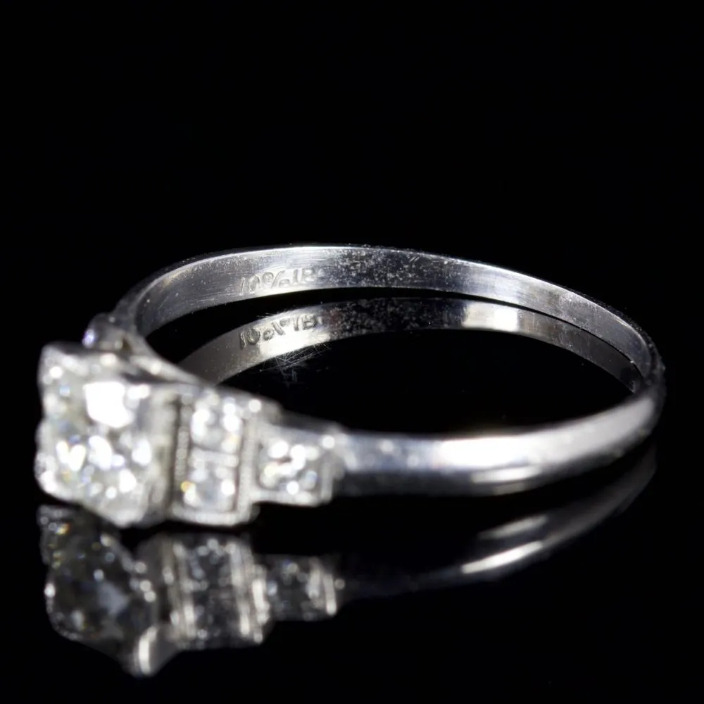 Antique Art Deco Diamond Platinum Engagament Ring Circa 1920