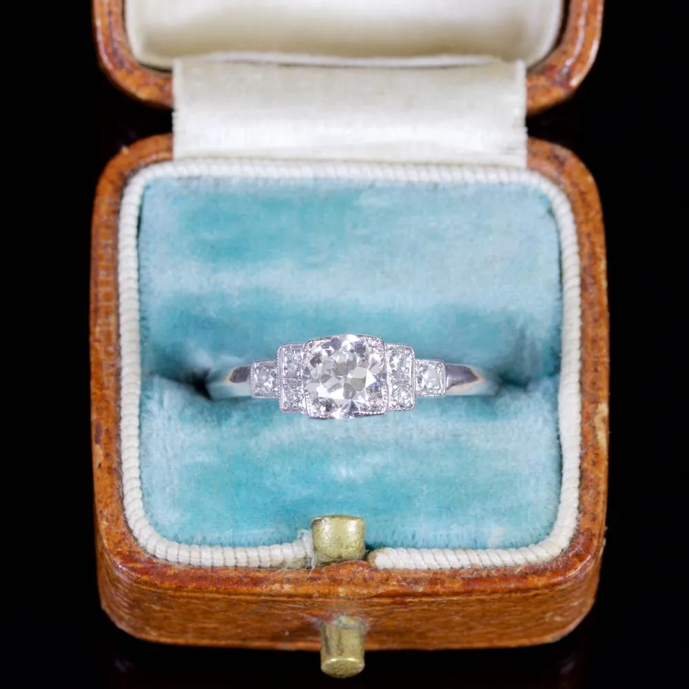 Antique Art Deco Diamond Platinum Engagament Ring Circa 1920