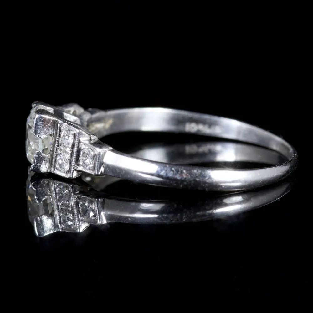 Antique Art Deco Diamond Platinum Engagament Ring Circa 1920