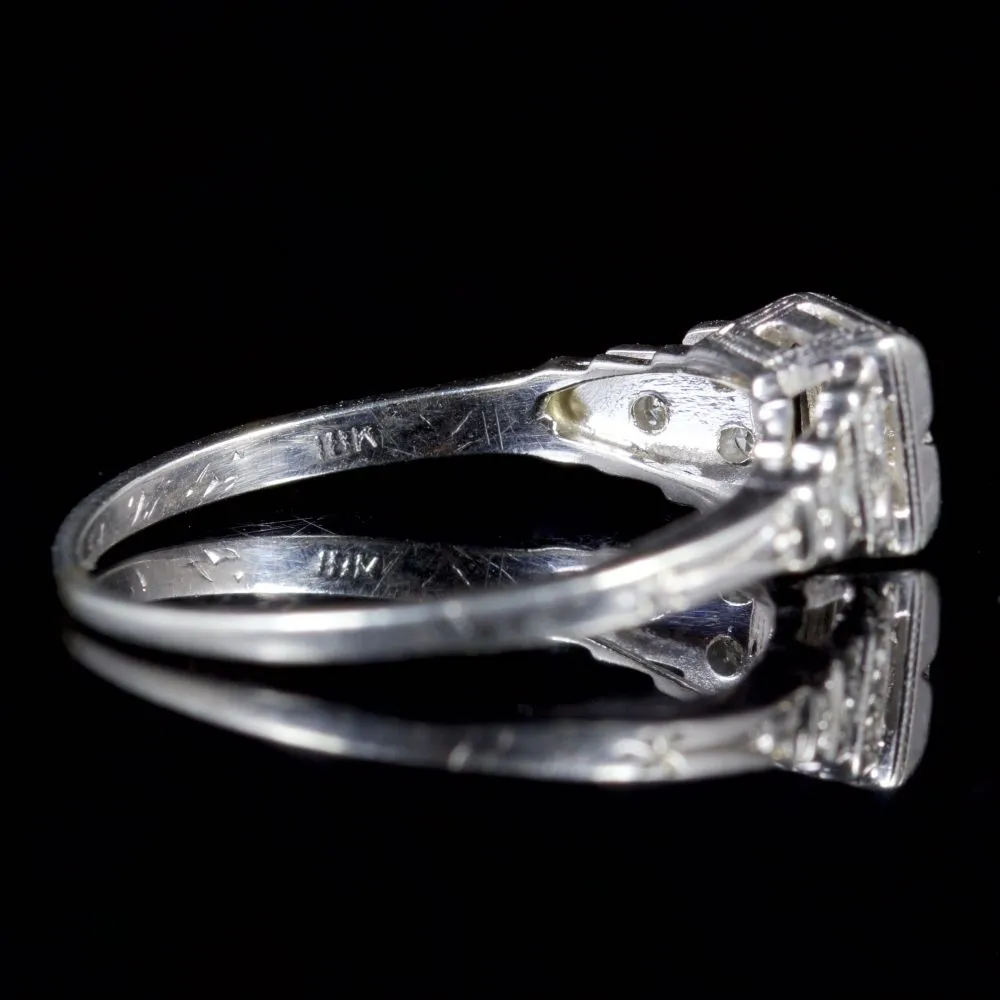 Antique Art Deco Diamond Ring 18Ct White Gold Circa 1920