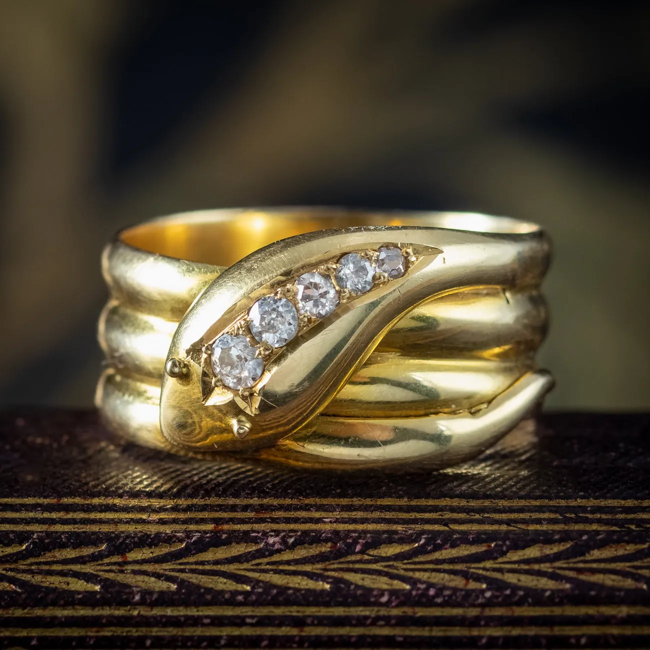 Antique Art Deco Diamond Snake Ring Dated 1920