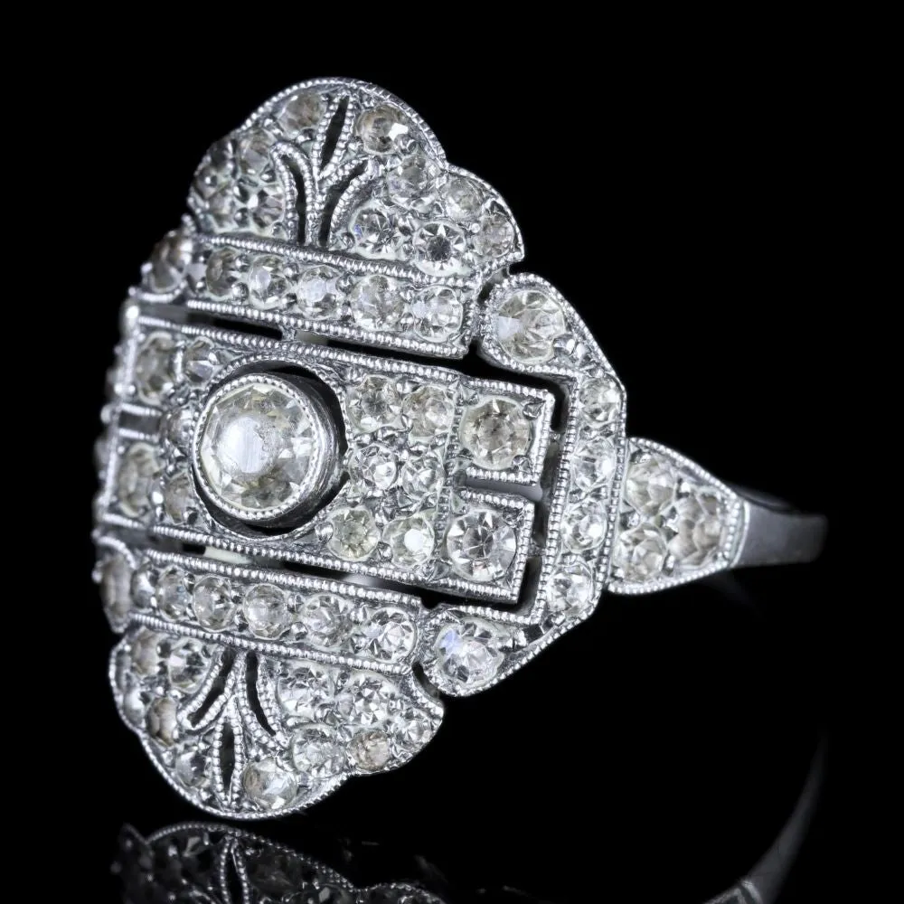 Antique Art Deco Ring Silver Paste Circa 1920