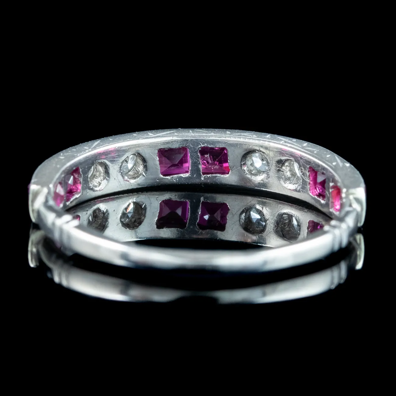 Antique Art Deco Ruby Diamond Half Eternity Band Ring