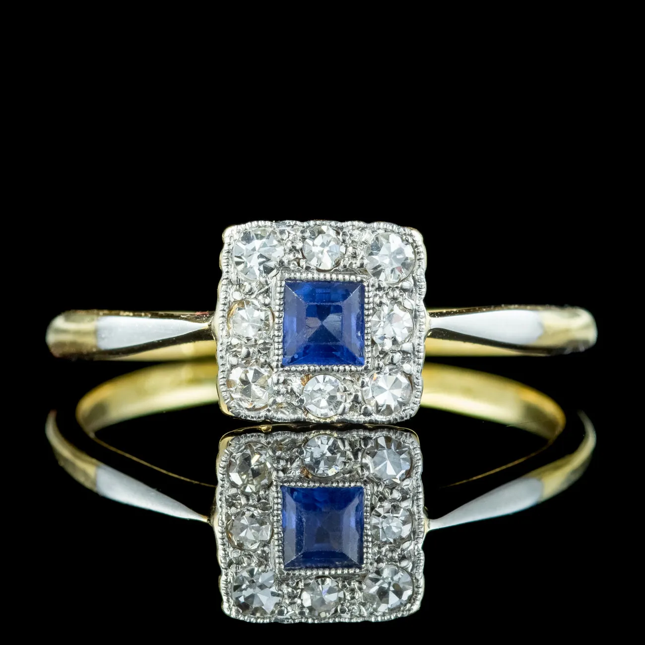 Antique Art Deco Sapphire Diamond Cluster Ring