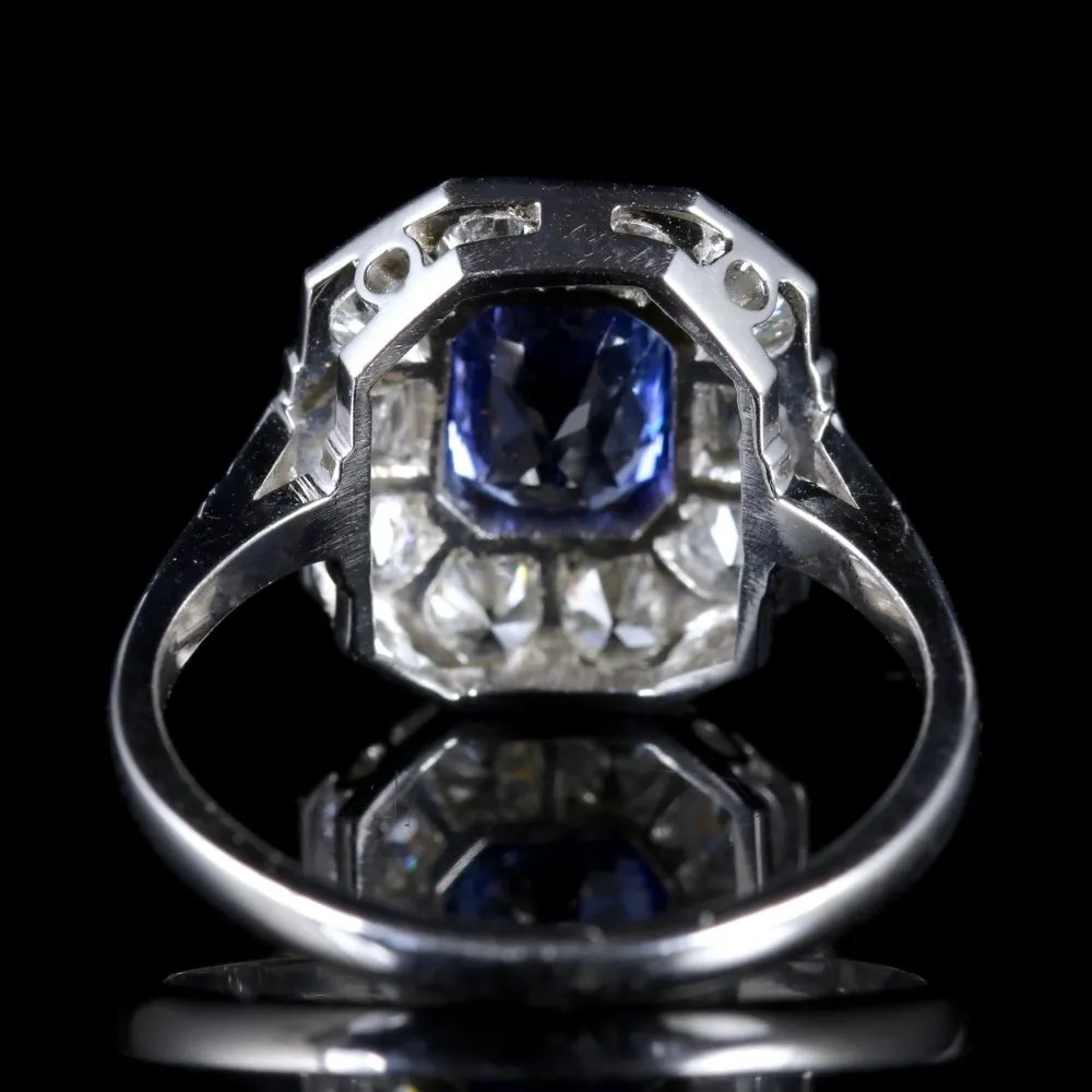 Antique Art Deco Sapphire Diamond Ring 18Ct Circa 1920