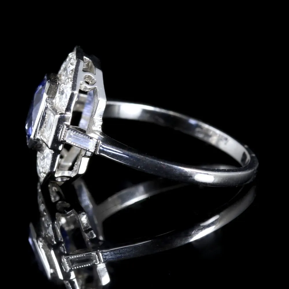 Antique Art Deco Sapphire Diamond Ring 18Ct Circa 1920