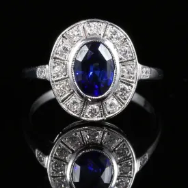 Antique Art Deco Sapphire Diamond Ring Fabulous Sapphire