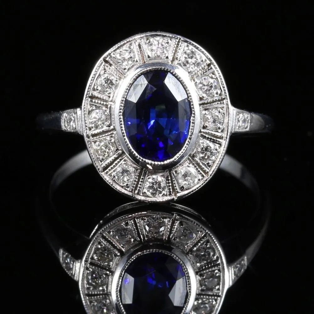 Antique Art Deco Sapphire Diamond Ring Fabulous Sapphire