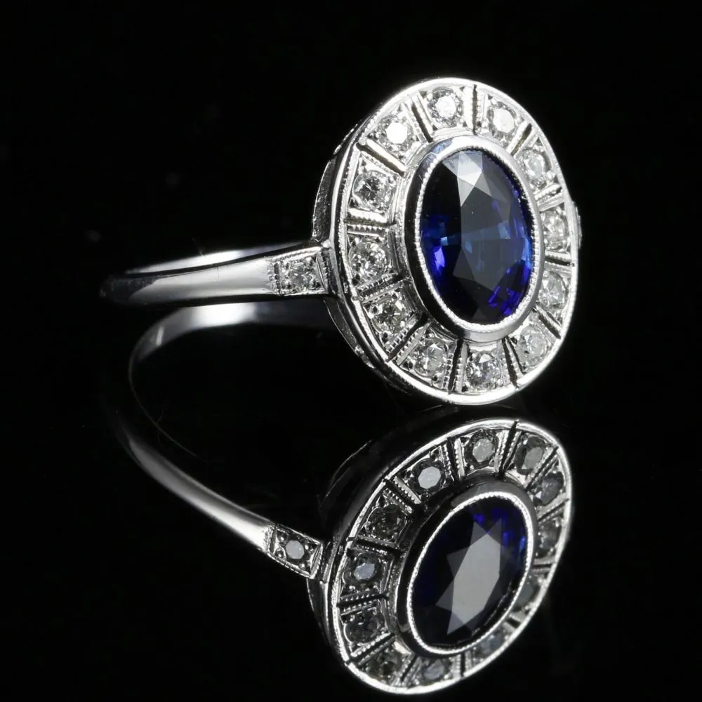 Antique Art Deco Sapphire Diamond Ring Fabulous Sapphire