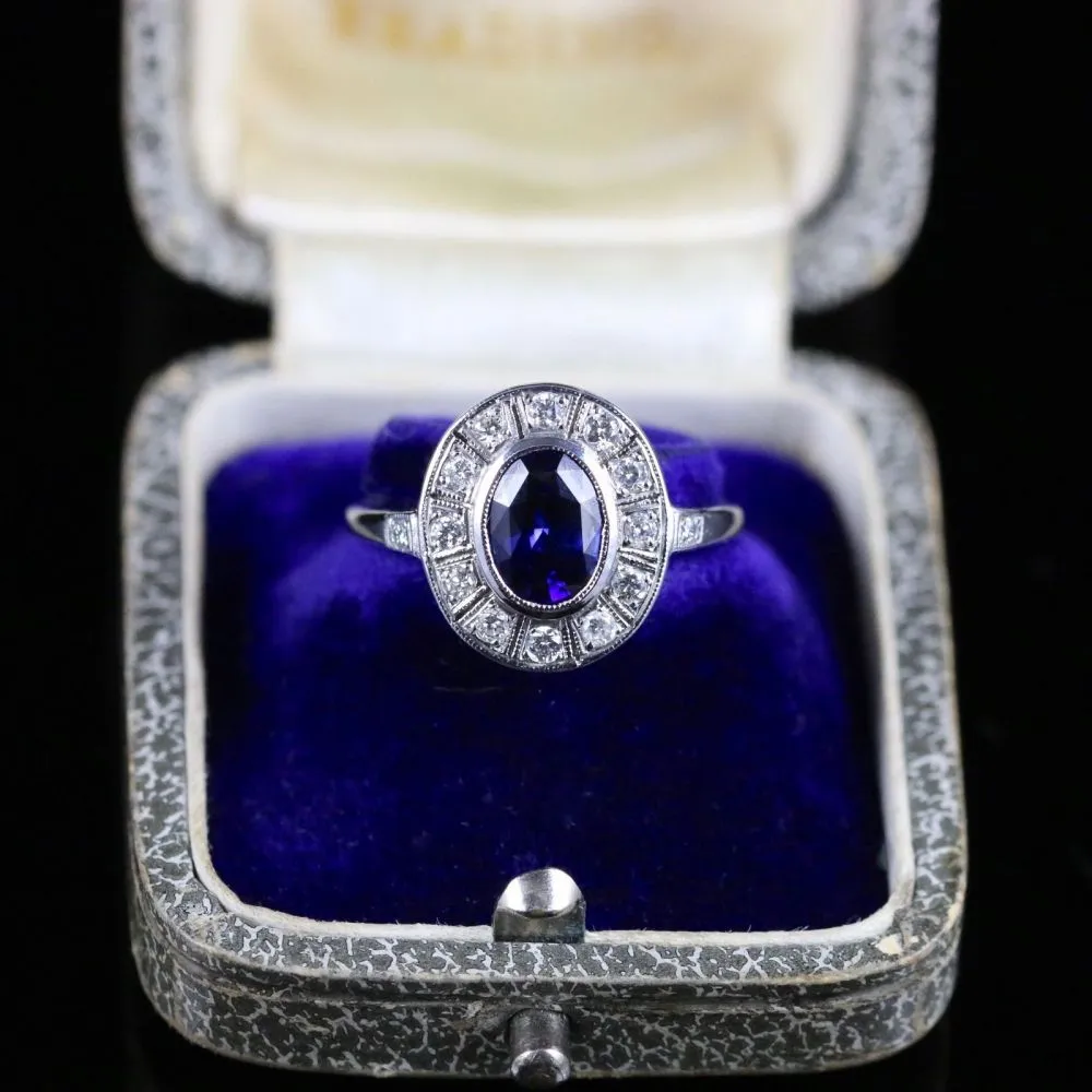 Antique Art Deco Sapphire Diamond Ring Fabulous Sapphire