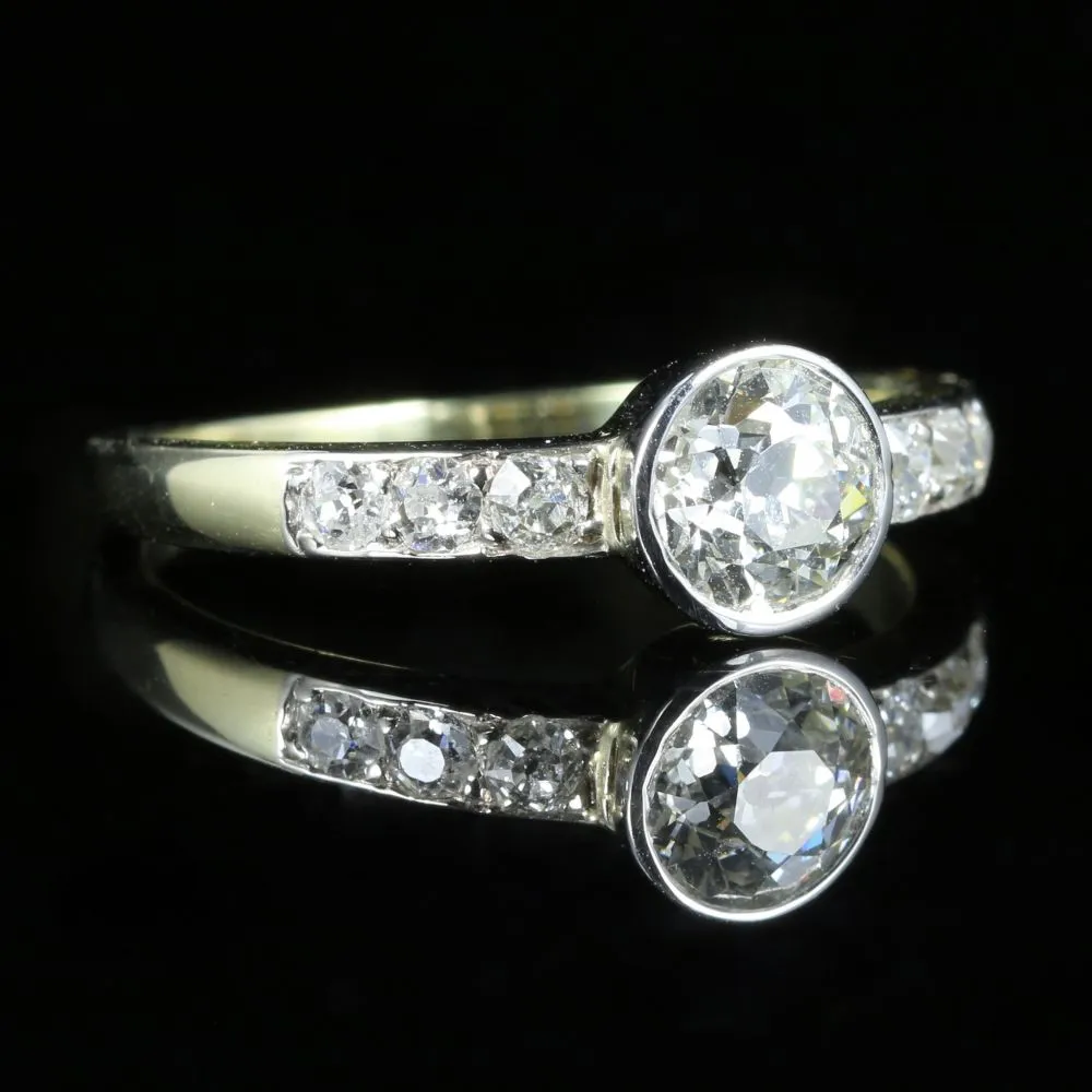 Antique Diamond Solitaire Engagement Ring 14Ct Gold Circa 1920