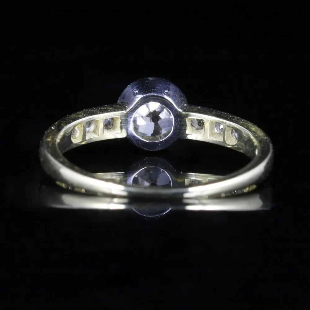 Antique Diamond Solitaire Engagement Ring 14Ct Gold Circa 1920