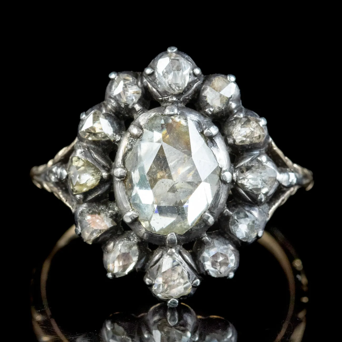 Antique Dutch Georgian Revival Diamond Cluster Ring 3ct Of Diamond