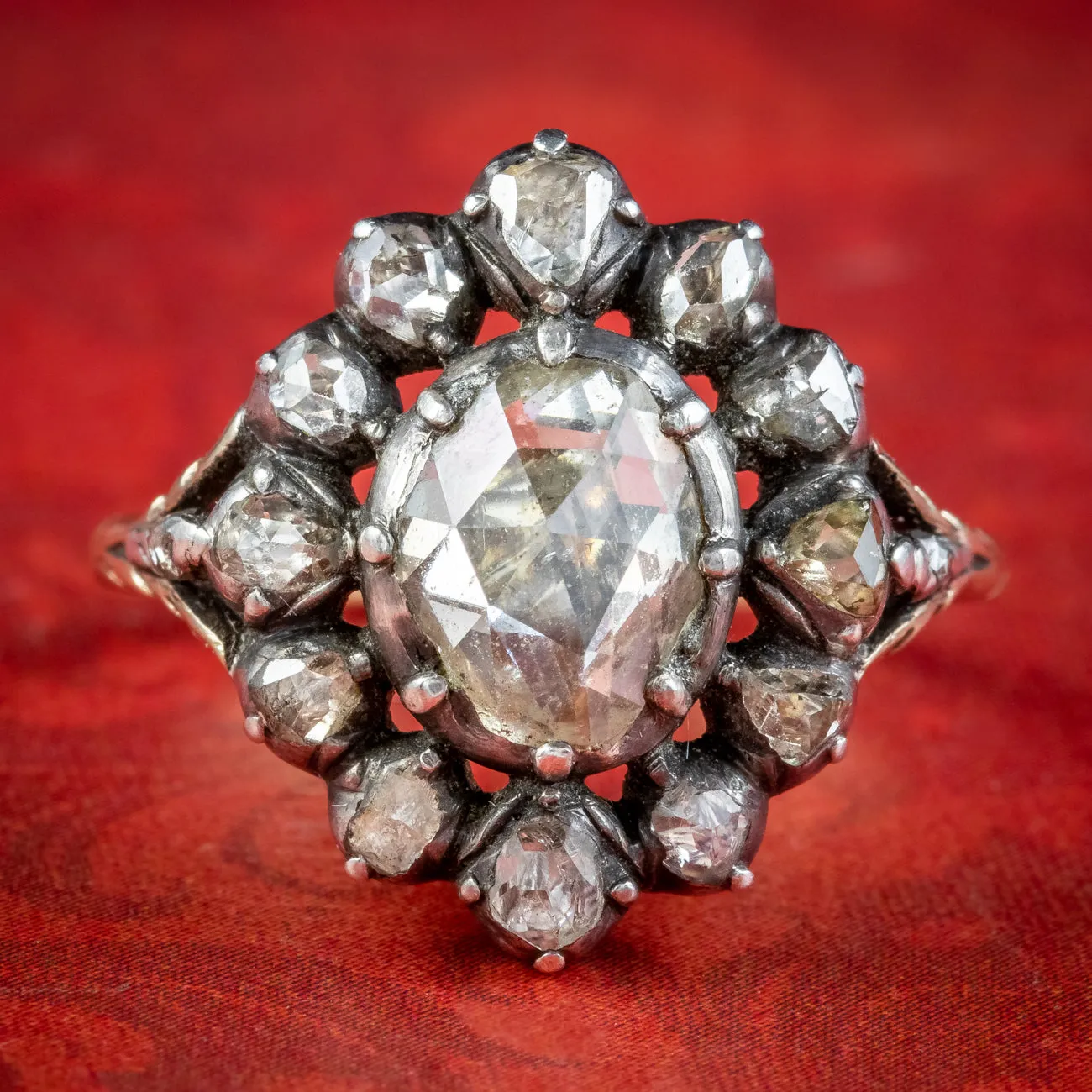 Antique Dutch Georgian Revival Diamond Cluster Ring 3ct Of Diamond