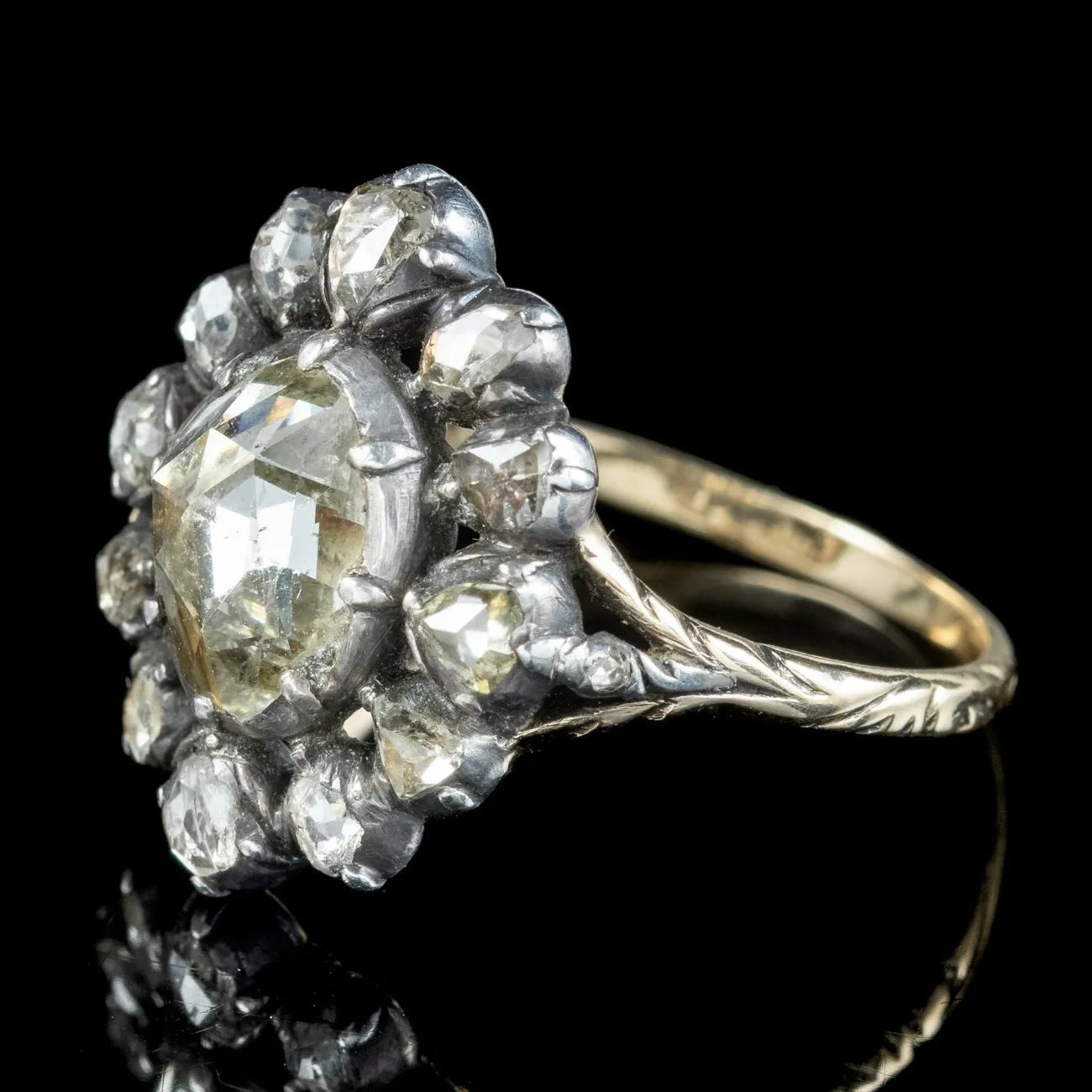 Antique Dutch Georgian Revival Diamond Cluster Ring 3ct Of Diamond