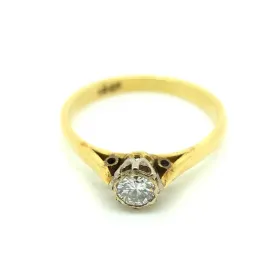 Antique Edwardian 0.21ct Diamond & 18ct Gold Engagement Ring