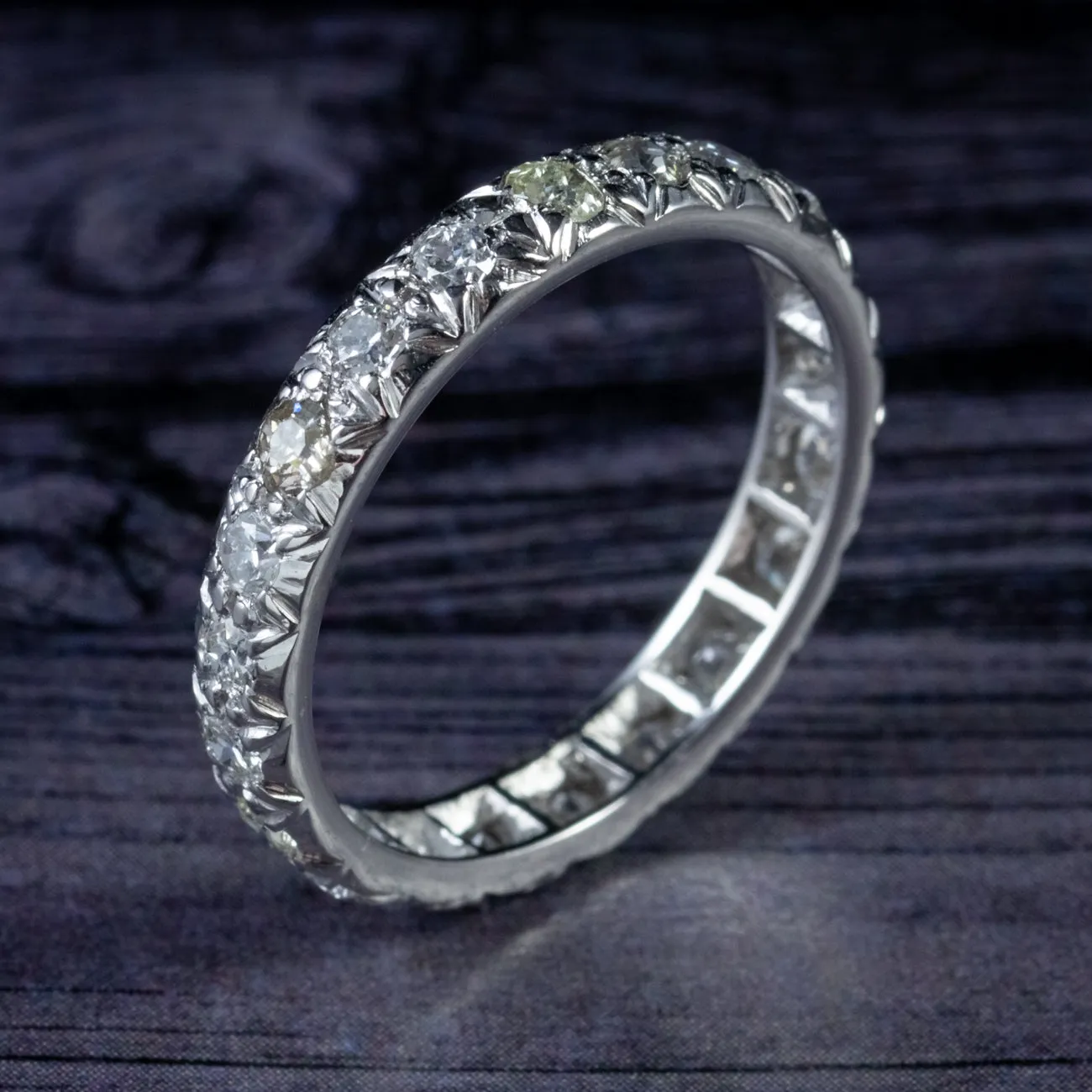 Antique Edwardian 2.50Ct Diamond Full Eternity Ring 18Ct White Gold