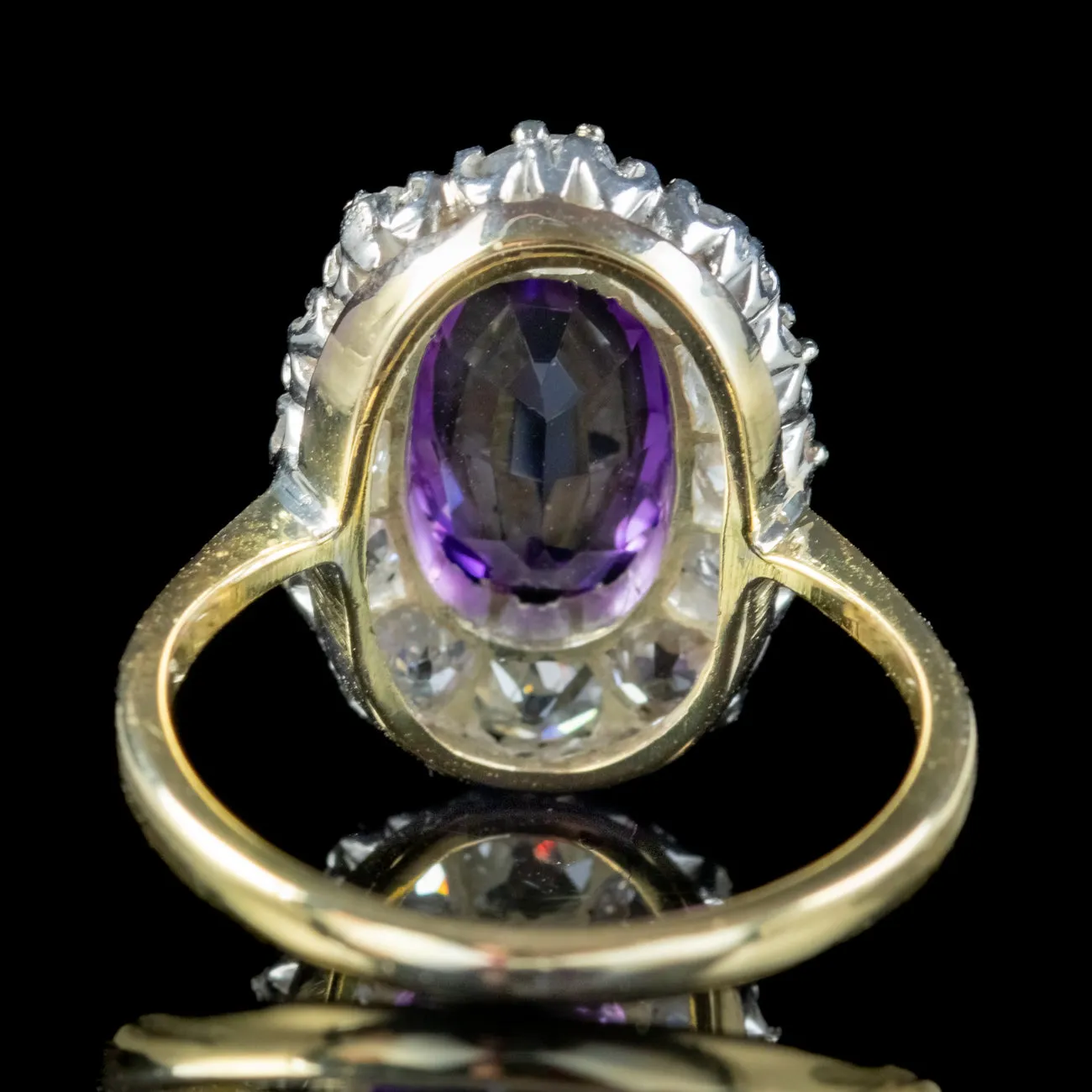 Antique Edwardian Amethyst Diamond Cluster Ring 2.5ct Amethyst With Box