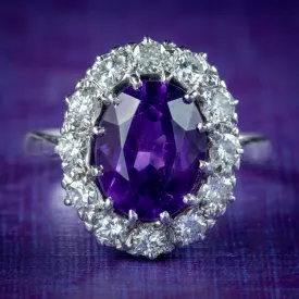 Antique Edwardian Amethyst Diamond Cluster Ring 2.80ct Amethyst Circa 1910