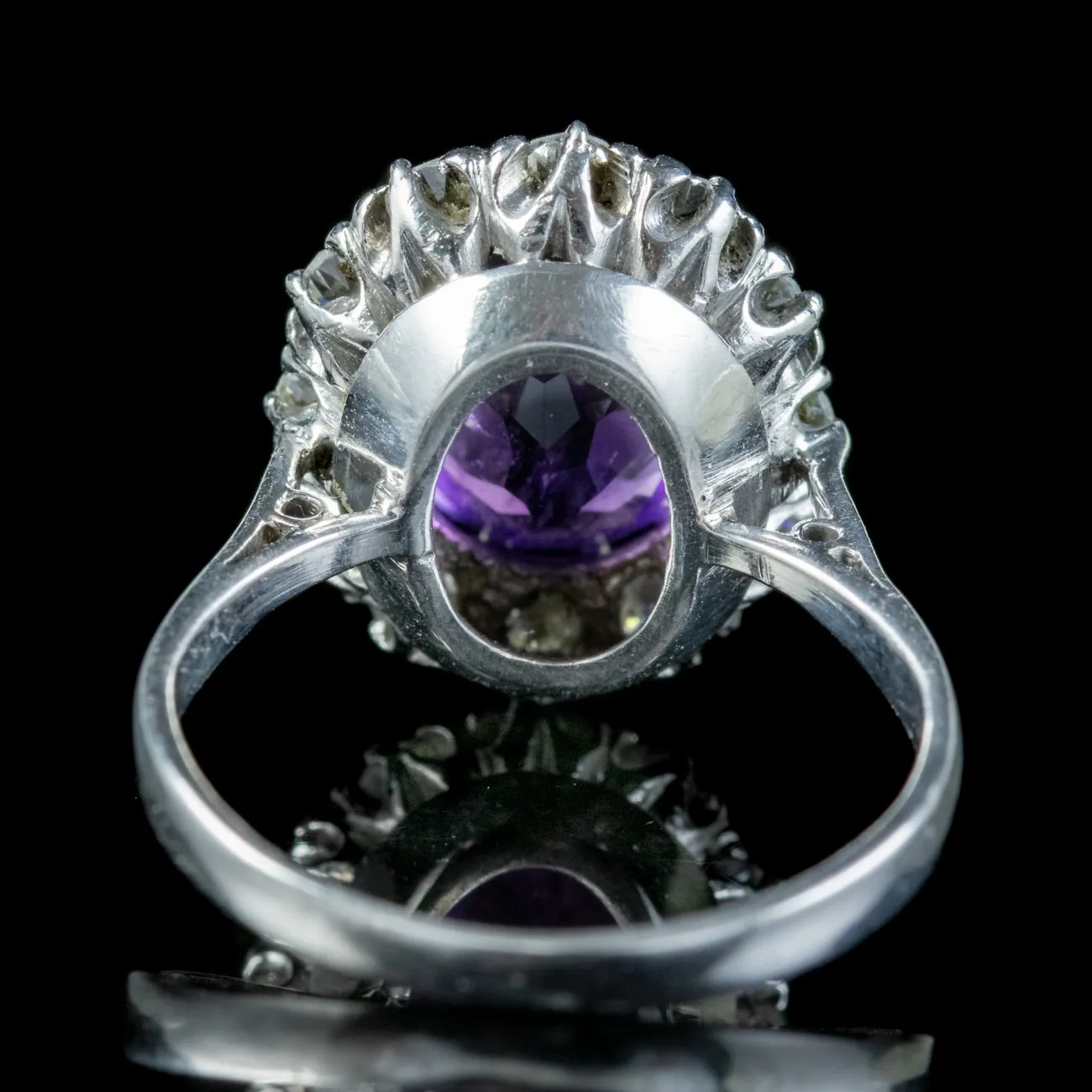 Antique Edwardian Amethyst Diamond Cluster Ring 2.80ct Amethyst Circa 1910