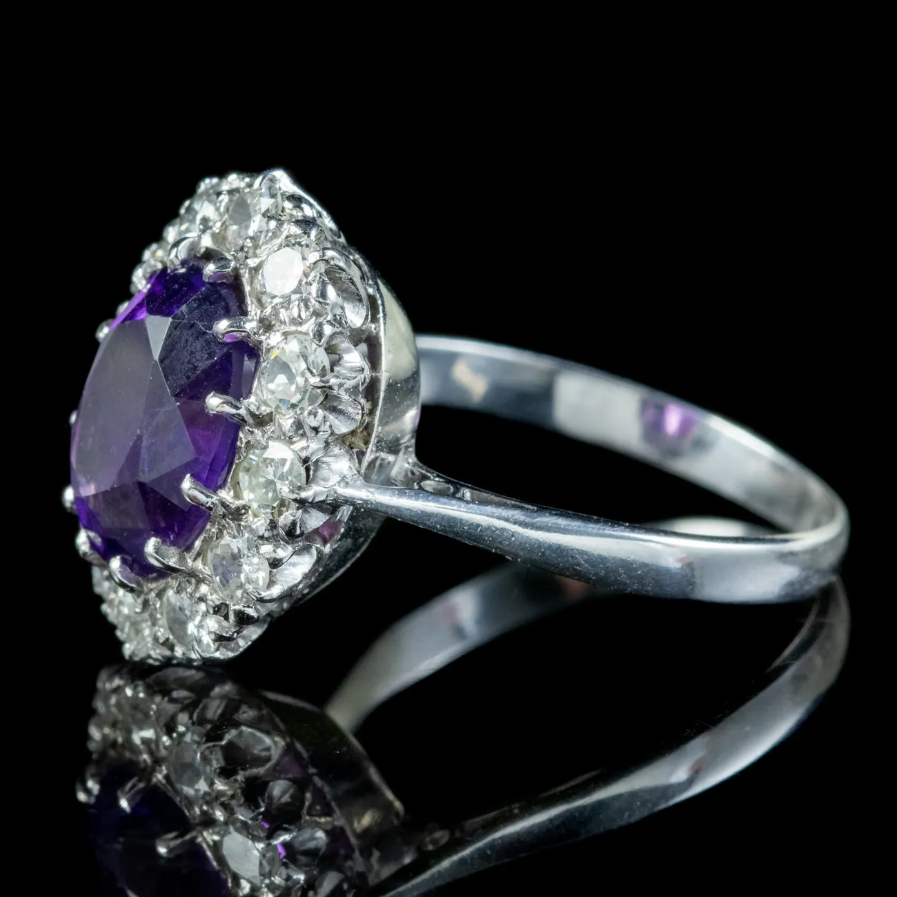 Antique Edwardian Amethyst Diamond Cluster Ring 2.80ct Amethyst Circa 1910