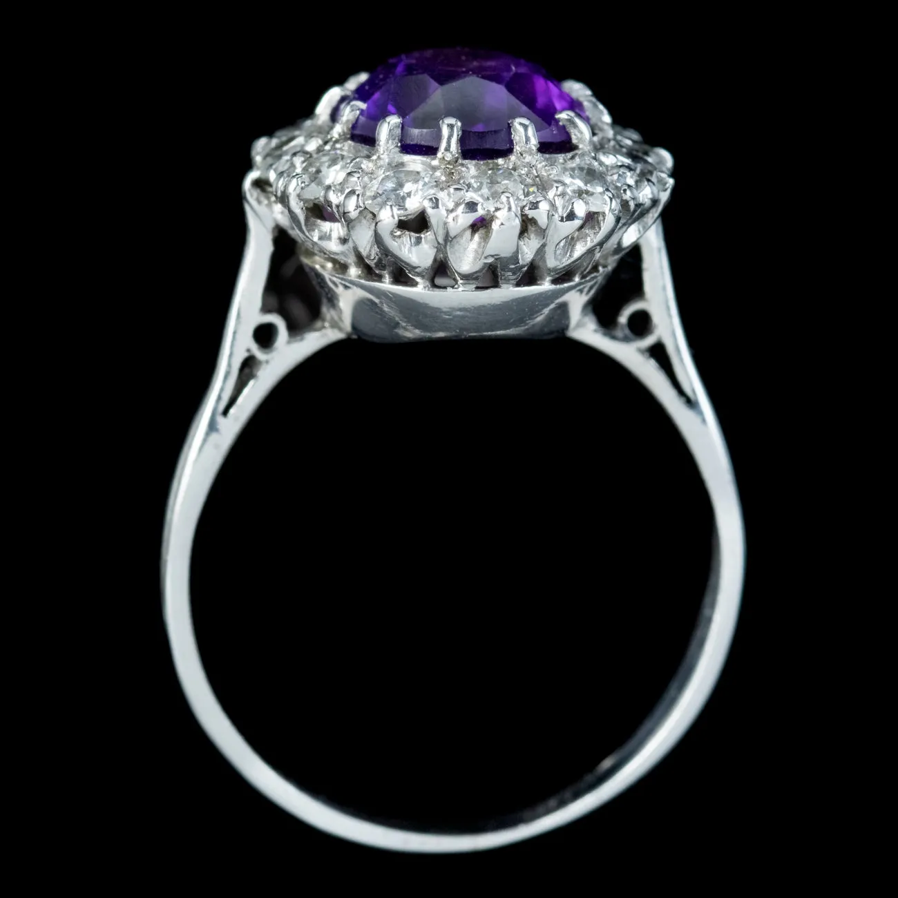 Antique Edwardian Amethyst Diamond Cluster Ring 2.80ct Amethyst Circa 1910