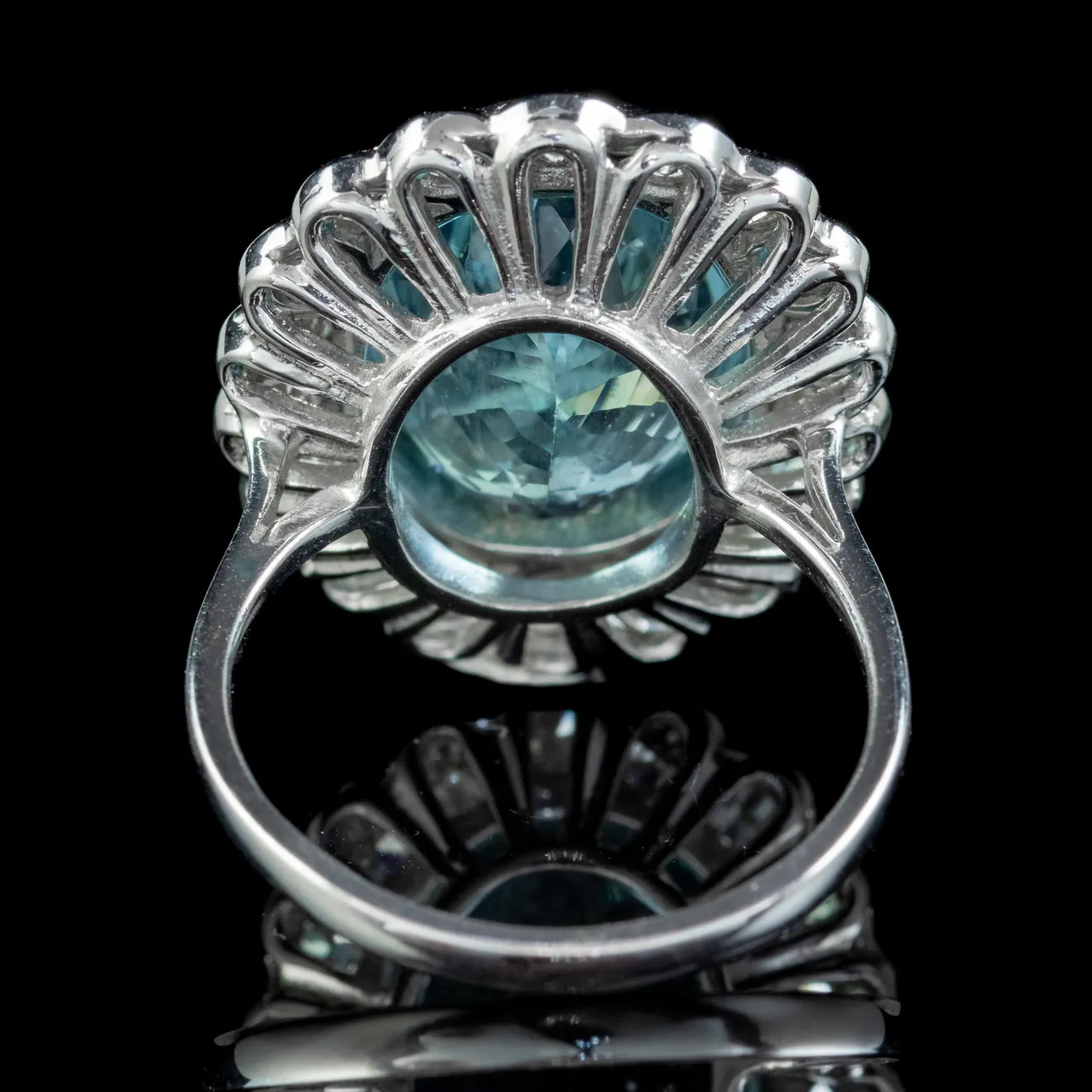 Antique Edwardian Aquamarine Cocktail Ring 18ct Gold 2ct Of Diamond 6ct Natural Aqua With Cert Circa 1918