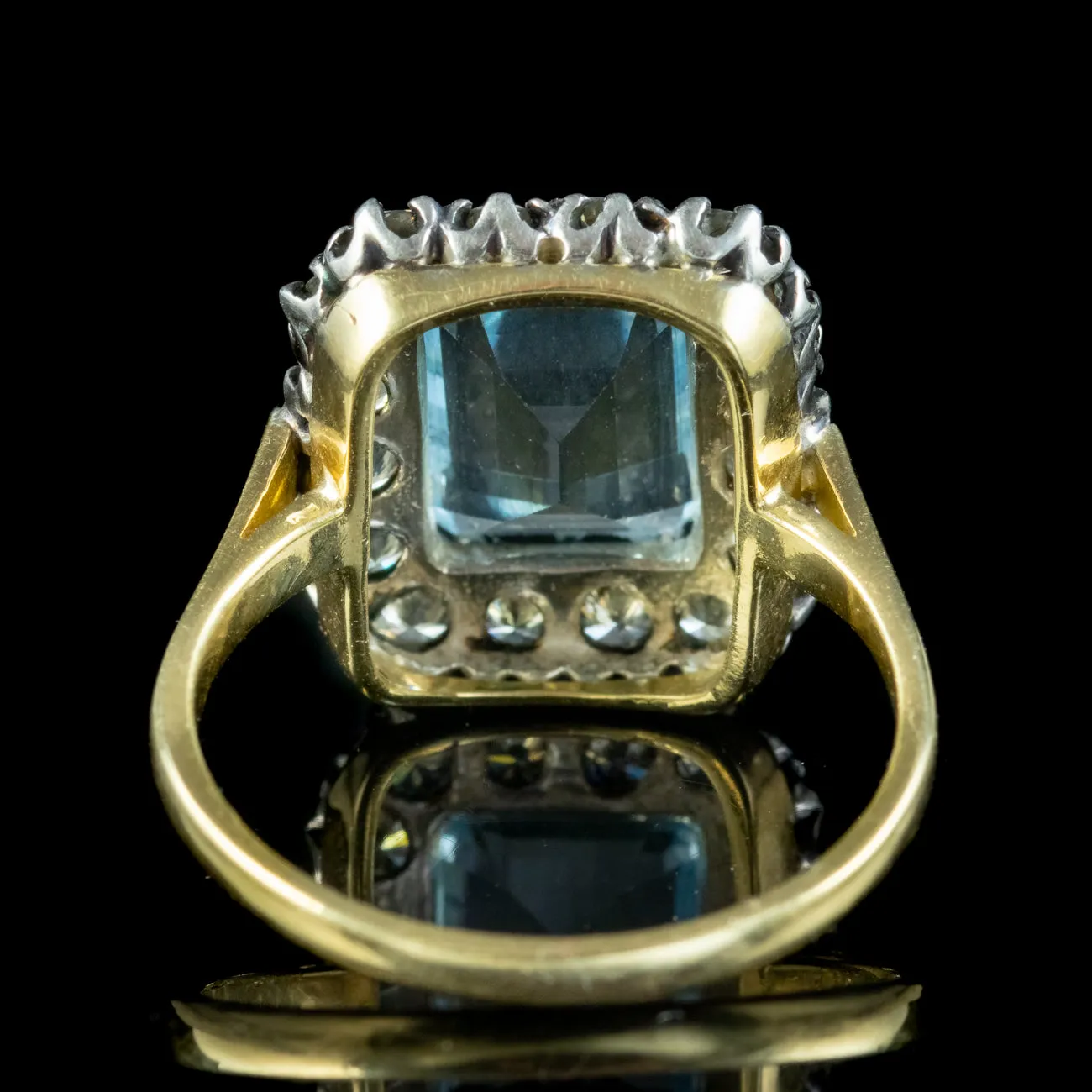 Antique Edwardian Aquamarine Diamond Cluster Ring 4ct Aqua