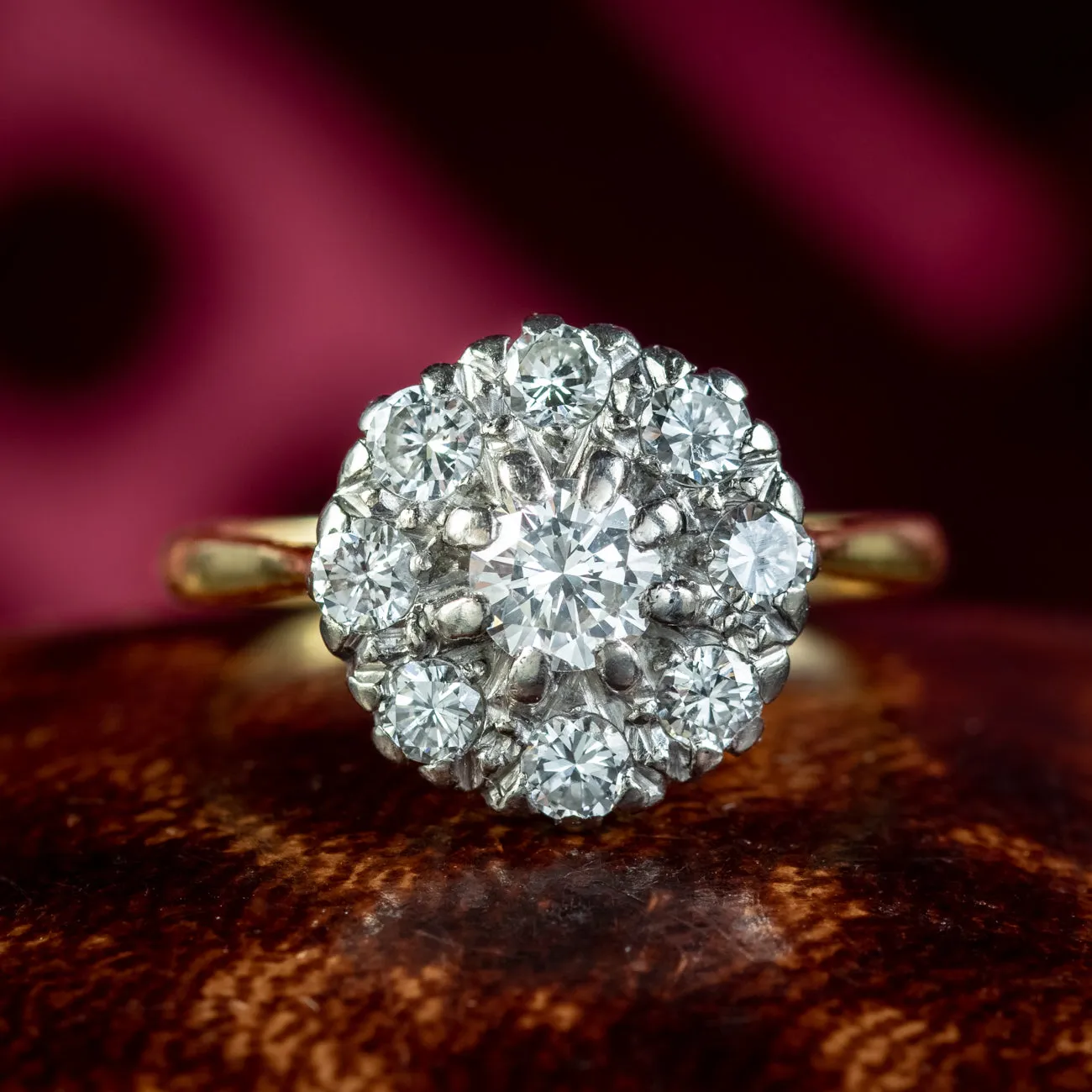 Antique Edwardian Diamond Cluster Ring 1.3ct Of Diamond