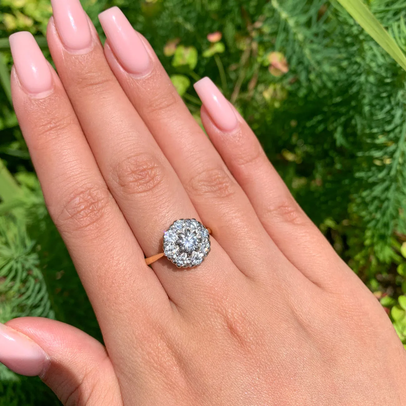 Antique Edwardian Diamond Cluster Ring 1.3ct Of Diamond