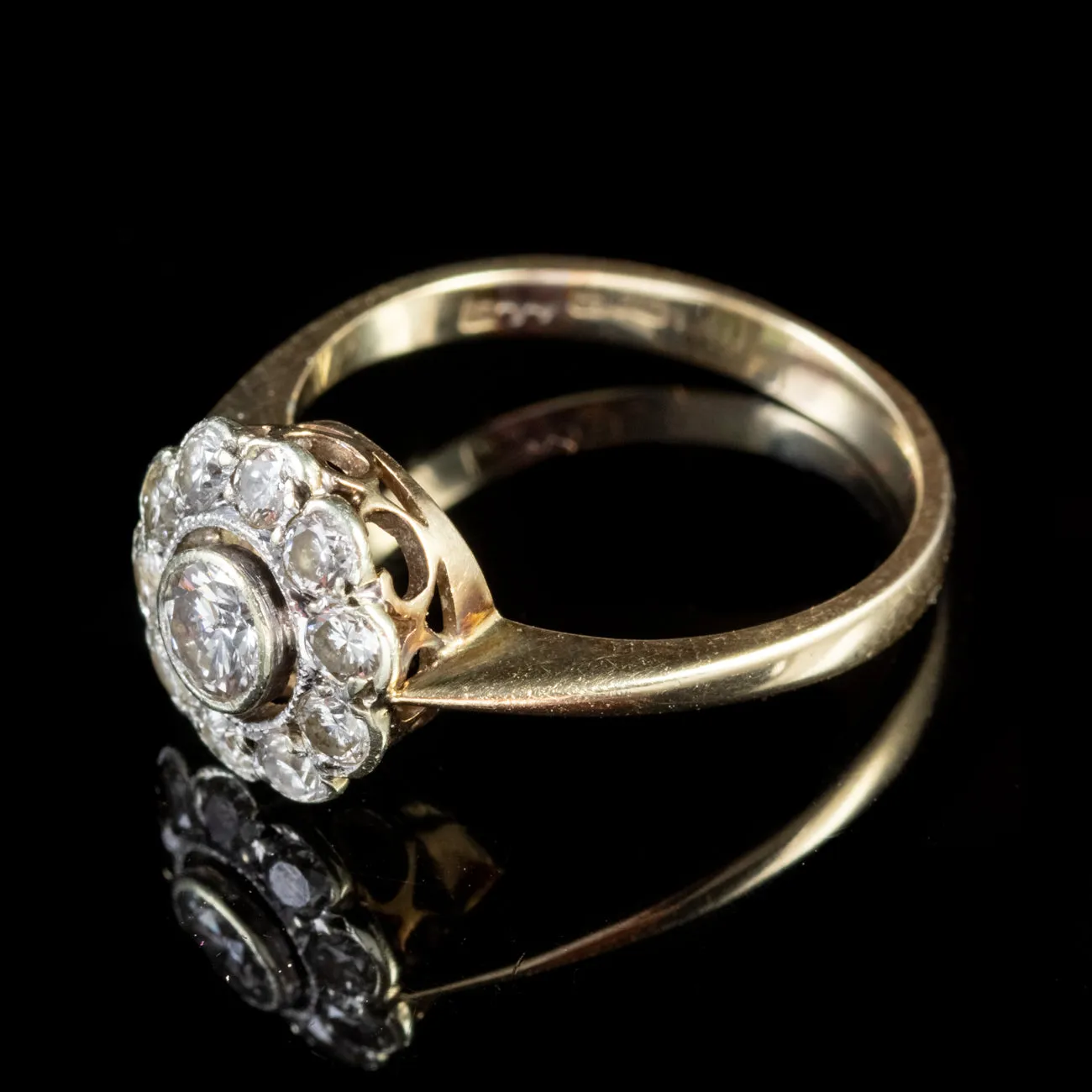 Antique Edwardian Diamond Cluster Ring Gold Circa 1910