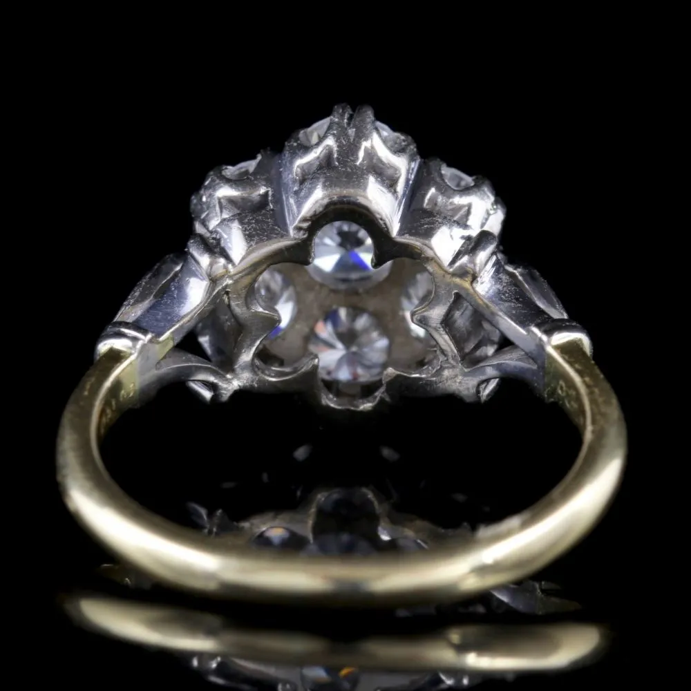 Antique Edwardian Diamond Cluster Ring Platinum 18Ct Gold Circa. 1915