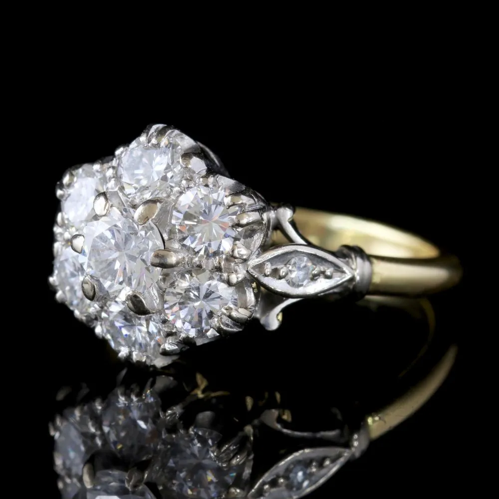 Antique Edwardian Diamond Cluster Ring Platinum 18Ct Gold Circa. 1915