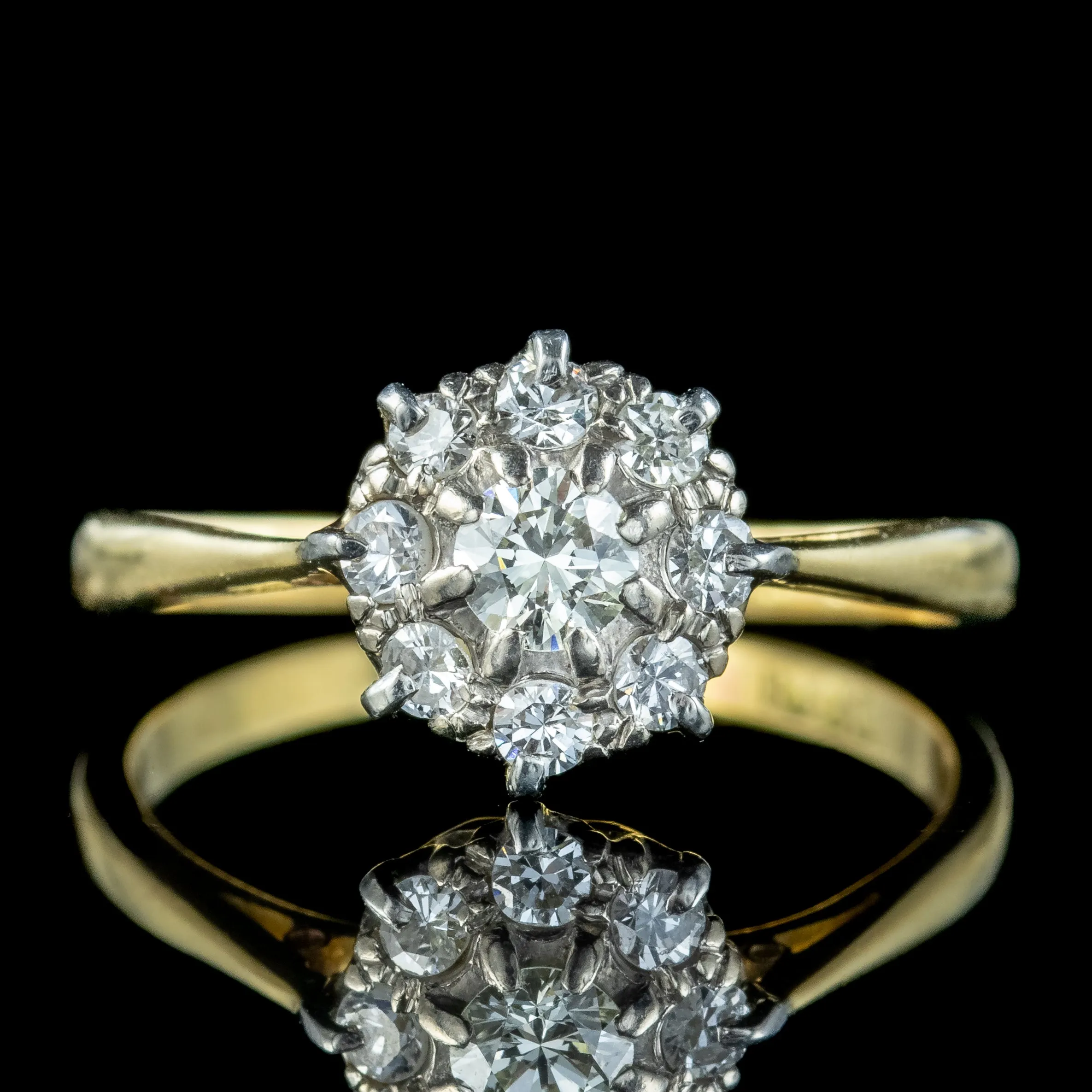 Antique Edwardian Diamond Daisy Cluster Ring 0.70ct Total