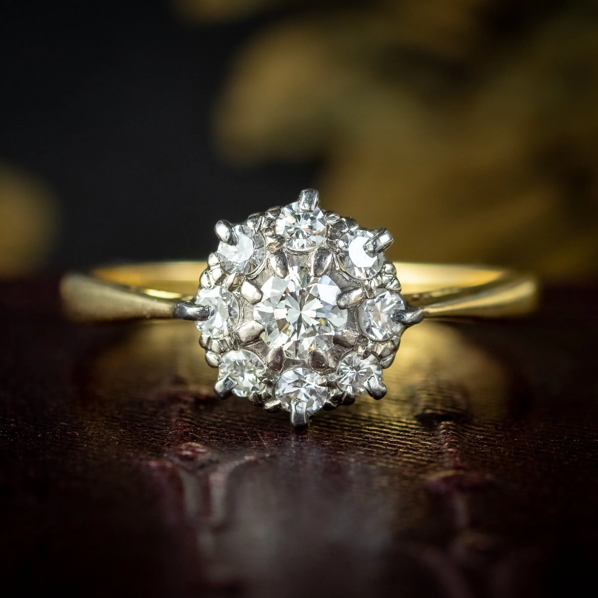 Antique Edwardian Diamond Daisy Cluster Ring 0.70ct Total