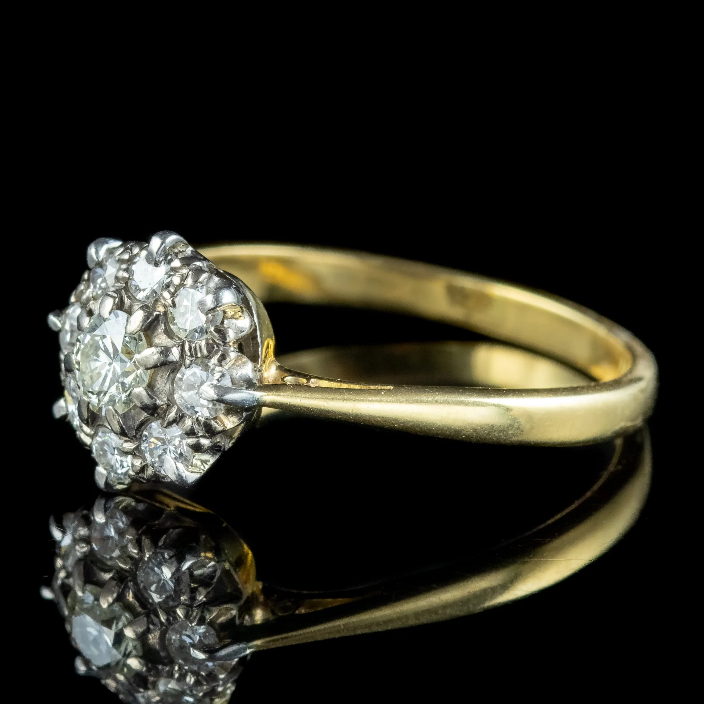 Antique Edwardian Diamond Daisy Cluster Ring 0.70ct Total