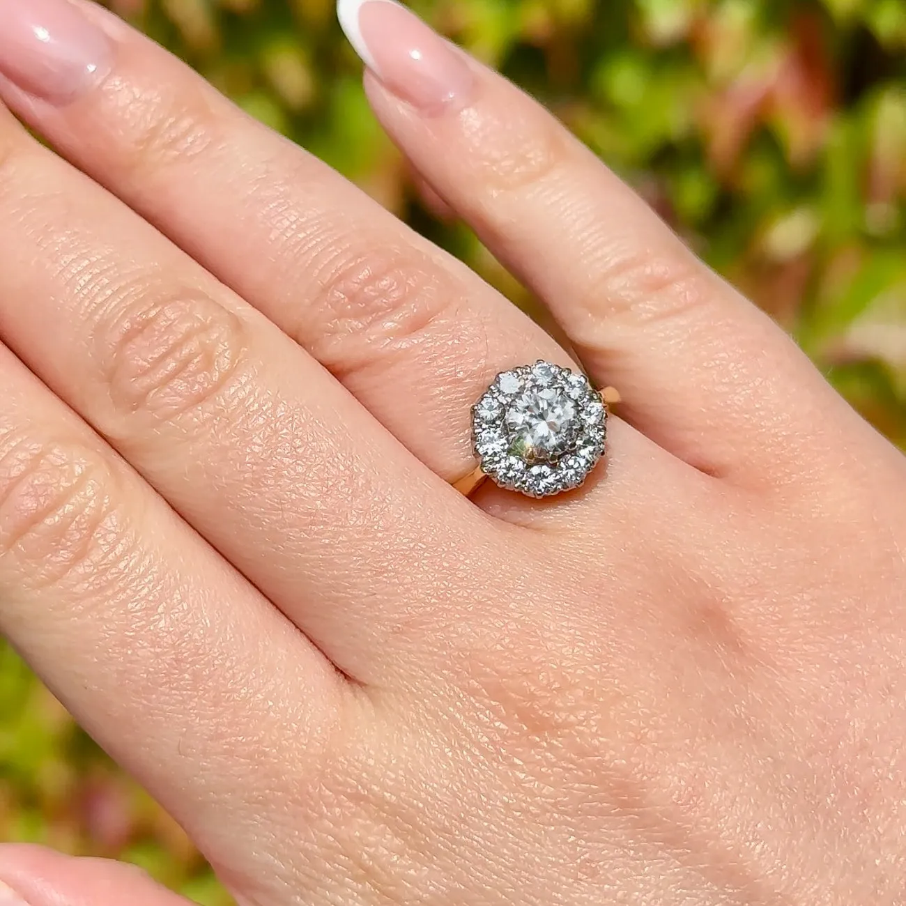 Antique Edwardian Diamond Daisy Cluster Ring 1.6ct Total