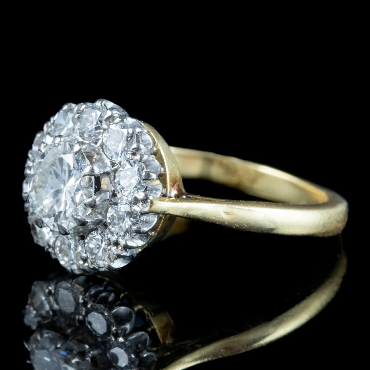 Antique Edwardian Diamond Daisy Cluster Ring 1.6ct Total