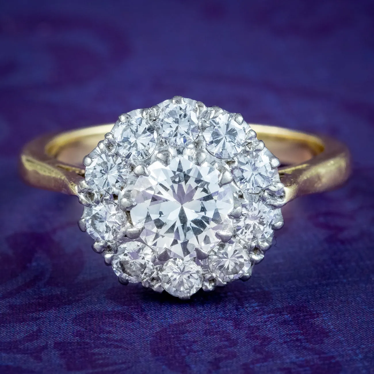 Antique Edwardian Diamond Daisy Cluster Ring 1.6ct Total