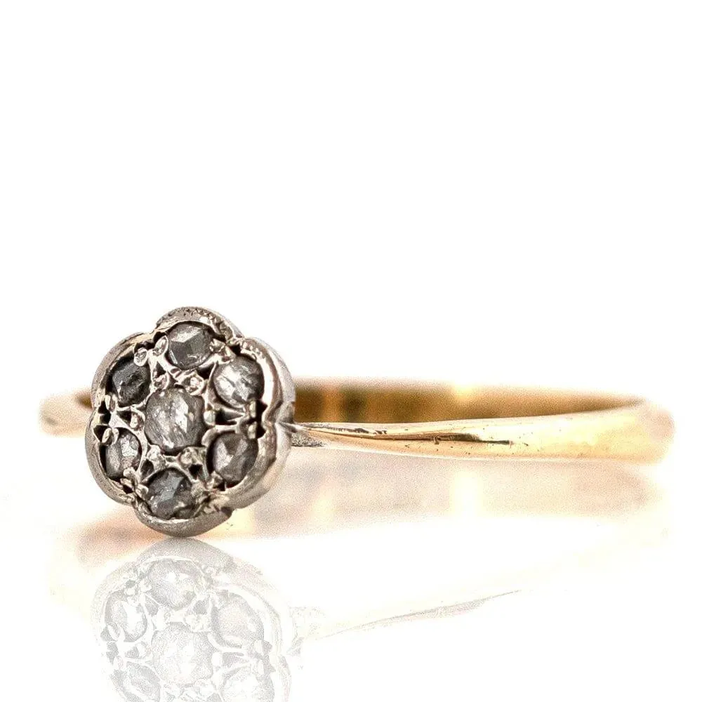 Antique Edwardian Diamond Daisy Platinum 18ct Gold Ring