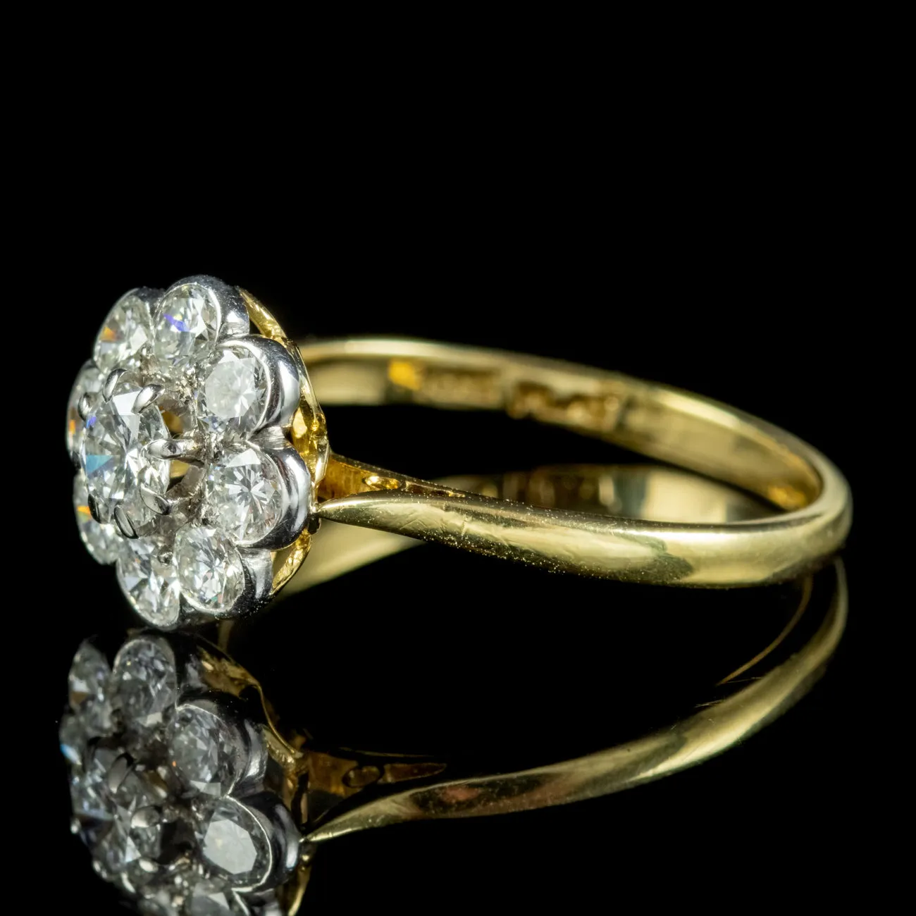 Antique Edwardian Diamond Daisy Ring 1.20ct Of Diamond Circa 1910