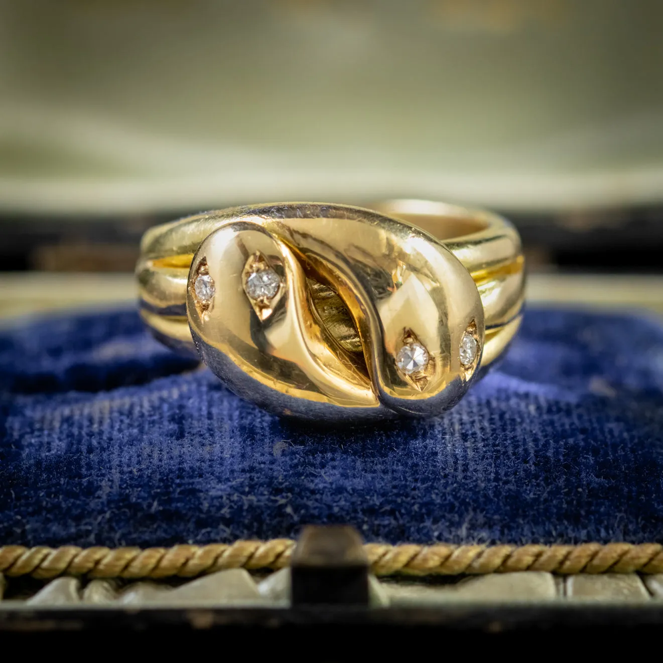 Antique Edwardian Diamond Entwined Snake Ring 18Ct Gold Dated 1904