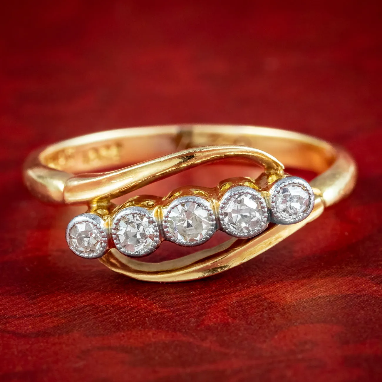 Antique Edwardian Diamond Five Stone Twist Ring