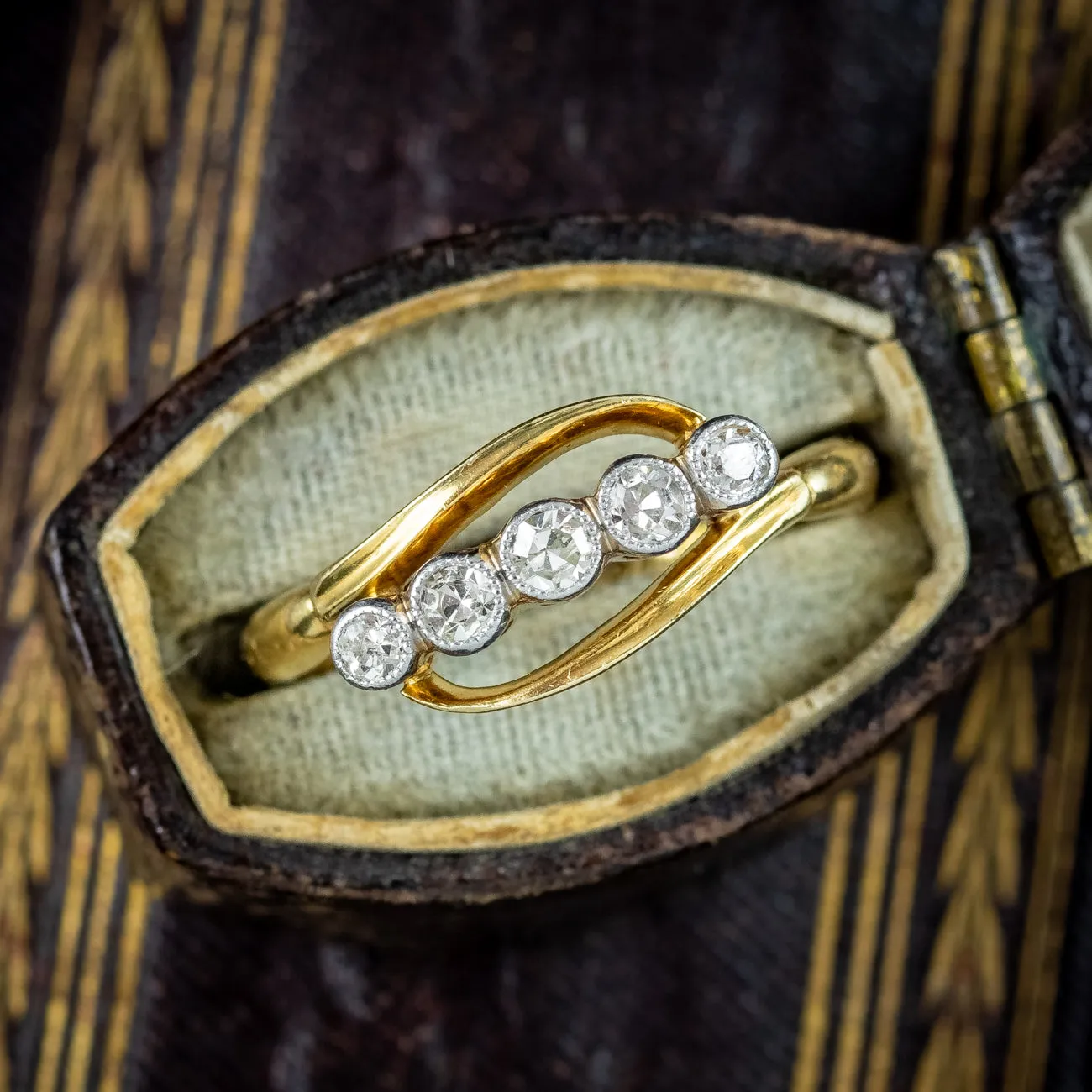 Antique Edwardian Diamond Five Stone Twist Ring