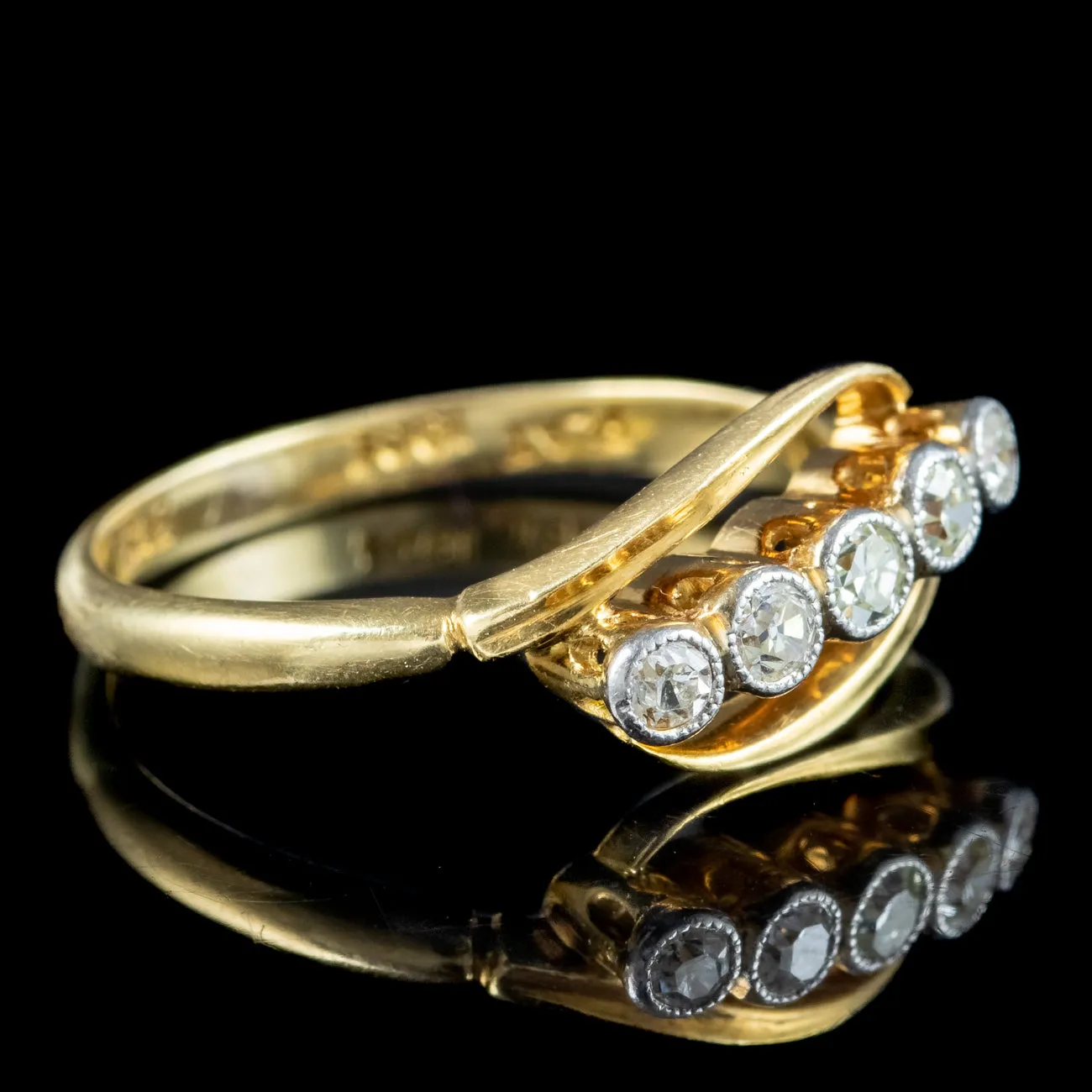 Antique Edwardian Diamond Five Stone Twist Ring