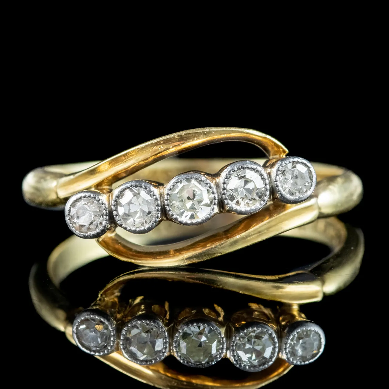 Antique Edwardian Diamond Five Stone Twist Ring