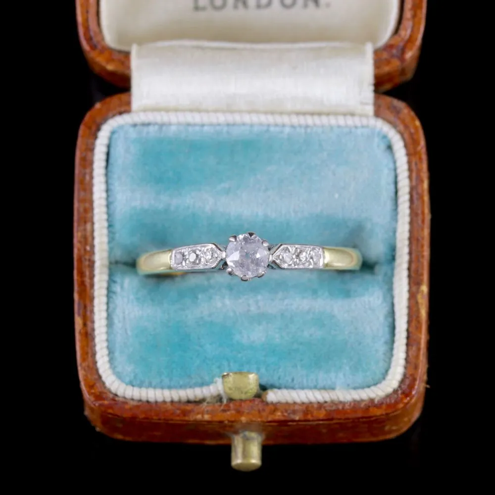 Antique Edwardian Diamond Ring 18Ct Gold Engagement Ring Circa 1915