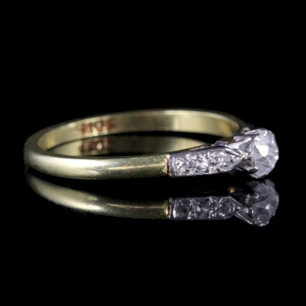 Antique Edwardian Diamond Ring 18Ct Gold Engagement Ring Circa 1915